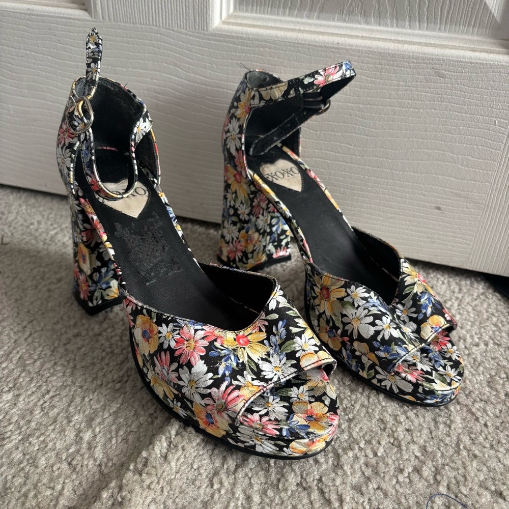 XOXO Chunky Floral Heels